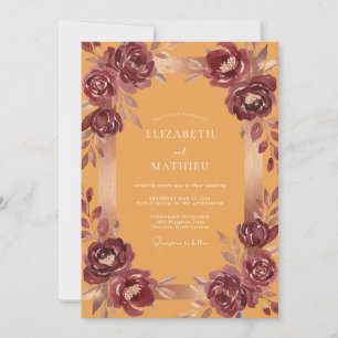 Ochre Wine Ranunculus Eucalyptus Wedding Invitation