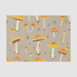 Ochre Yellow Mushroom Whimsical Woodland Botanical Tissue Paper