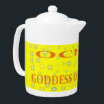 Ochun Goddess Of The Rivers Stars Teapot<br><div class="desc">Unlike ordinary mugs, this piece embodies cultural significance and artistic flair of shining stars on a yellow background with the name Ochun Goddess of the rivers. Celebrate the essence of Ochun—goddess of love and rivers—while sipping your favorite drink; it’s more than just a mug—it’s a source of inspiration that connects...</div>
