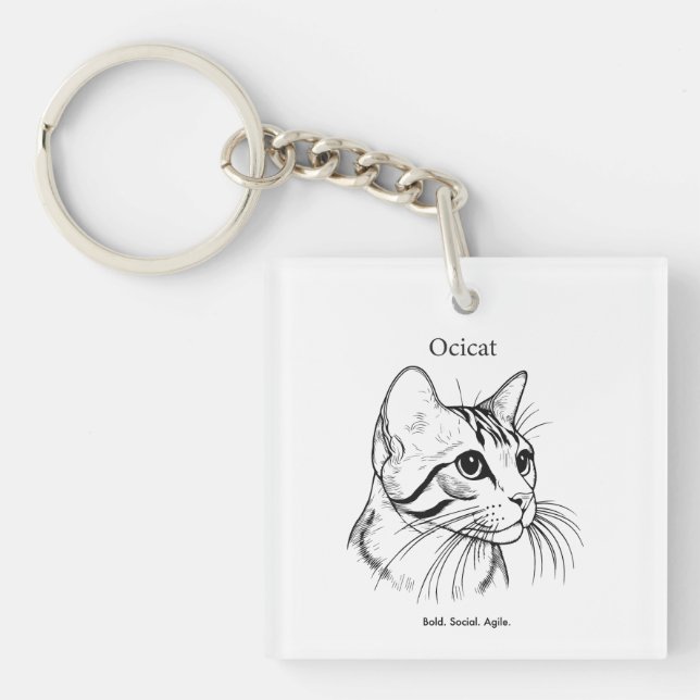 Ocicat Cat Portrait Keychain (Front)