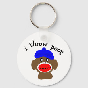 ock Monkey "I THROW POOP" Keychain