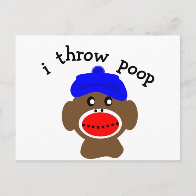 ock Monkey "I THROW POOP" Postcard (Front)
