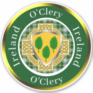 O'Clery Irish Shield/Celtic Cross Personalized Sticker
