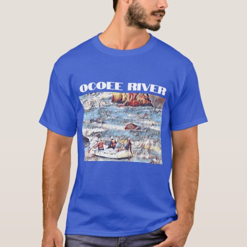 Ocoee River Tennessee Whitewater Rafting Painting T_Shirt