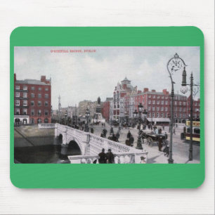 O'Connell Bridge, Dublin, Ireland, Vintage Style M Mouse Pad