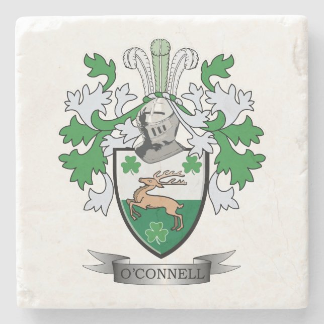 O'Connell Coat of Arms Stone Coaster (Front)