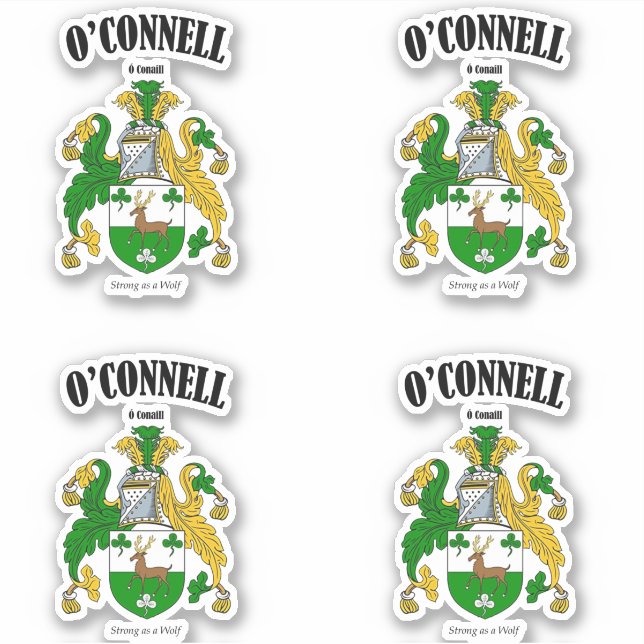 O'Connell Crest Irish Translation & Meaning (x4) Sticker (Front)