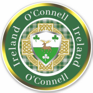 O'Connell Irish Shield/Celtic Cross Personalized Sticker