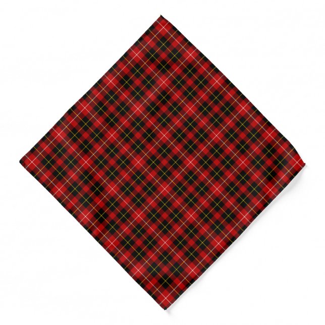O'Connell Tartan Red and Black Plaid Pattern Bandana (Front)