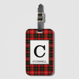 O'Connell Tartan Red and Black Plaid Pattern Luggage Tag