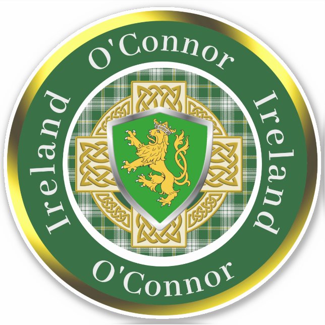O'Connor Irish Shield/Celtic Cross Personalized Sticker (Front)