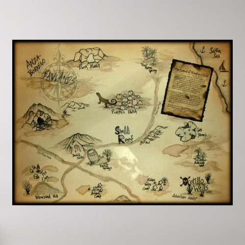 Ocotillo Wells Treasure Map of Southern California Poster