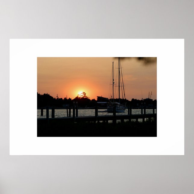 Ocracoke Harbor Sunset Poster (Front)