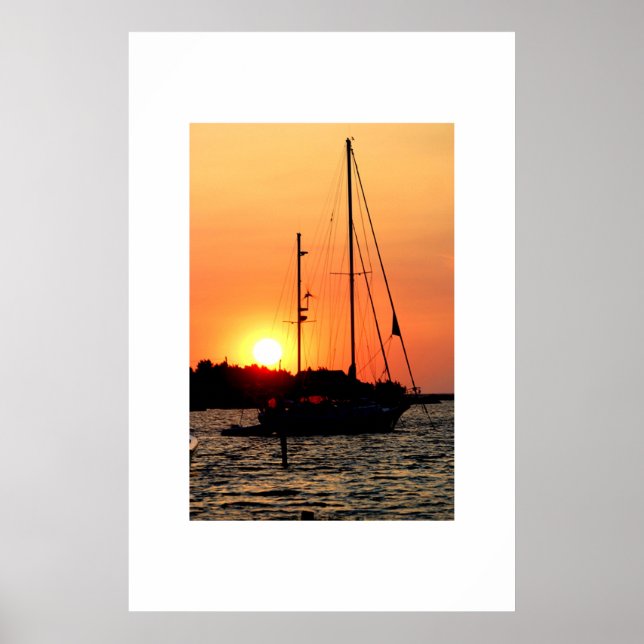 Ocracoke Harbor Sunset Poster (Front)