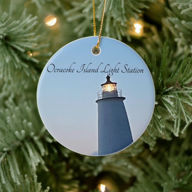 Ocracoke Island Light Station Ceramic Ornament (Tree)