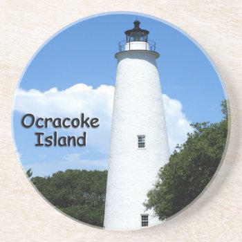 Ocracoke Island Lighthouse Sandstone Coaster by lighthouseenthusiast at Zazzle