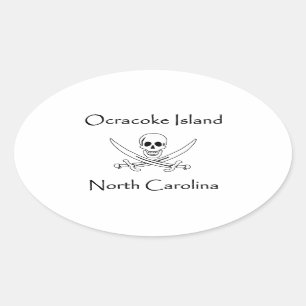 Ocracoke Island North Carolina Pirate Logo Oval Sticker