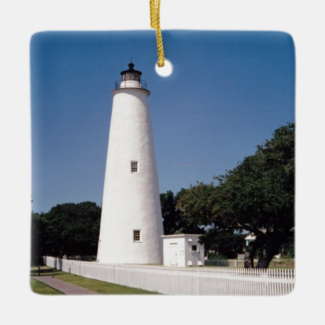 Ocracoke Lighthouse Ceramic Ornament (Front)
