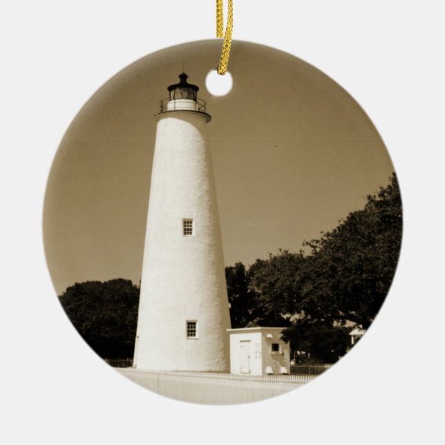 Ocracoke Lighthouse Ceramic Ornament (Front)