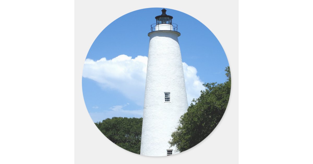Round Lighthouse Sticker Ocracoke Lighthouse Classic Round Sticker | Zazzle