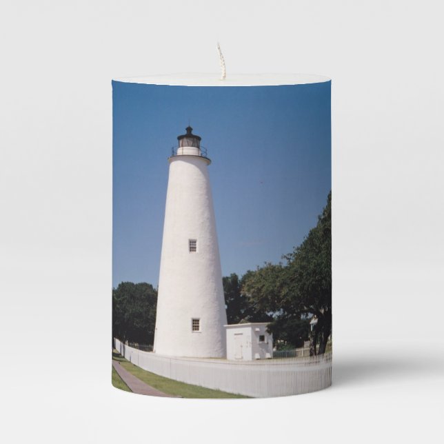Ocracoke Lighthouse Pillar Candle (Front)