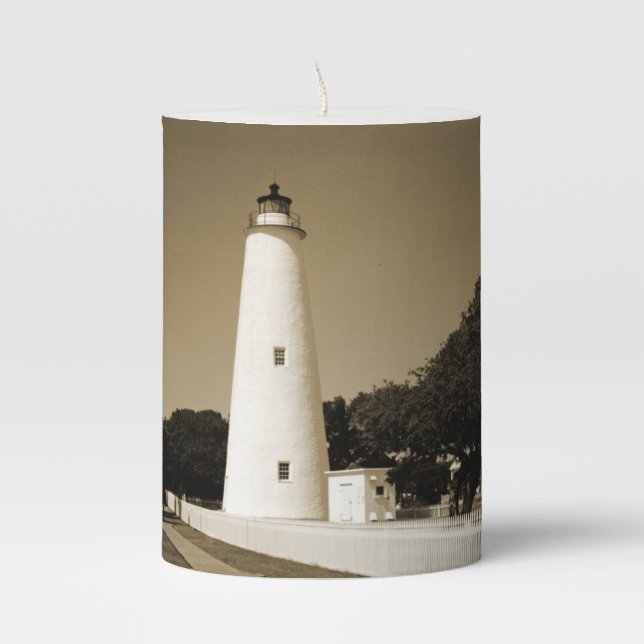 Ocracoke Lighthouse Pillar Candle (Front)