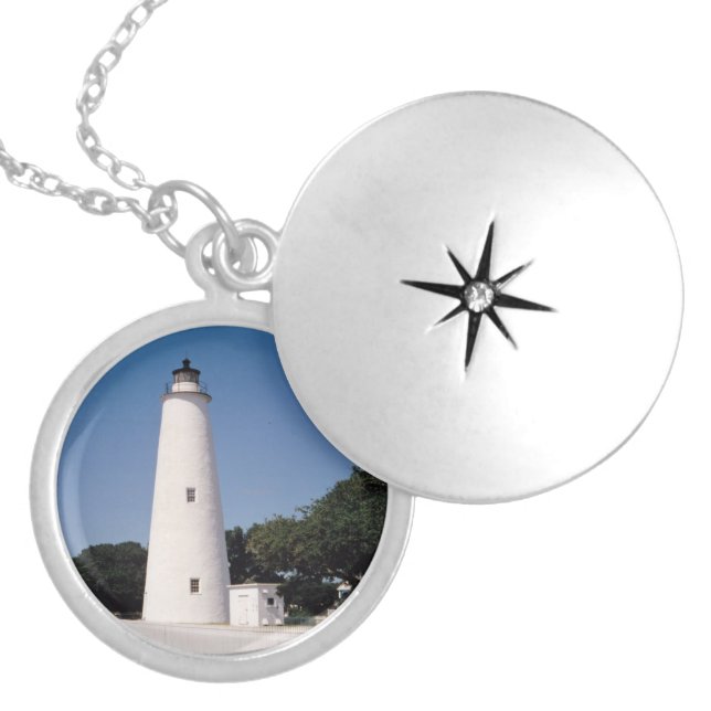 Ocracoke Lighthouse Silver Plated Necklace (Front)