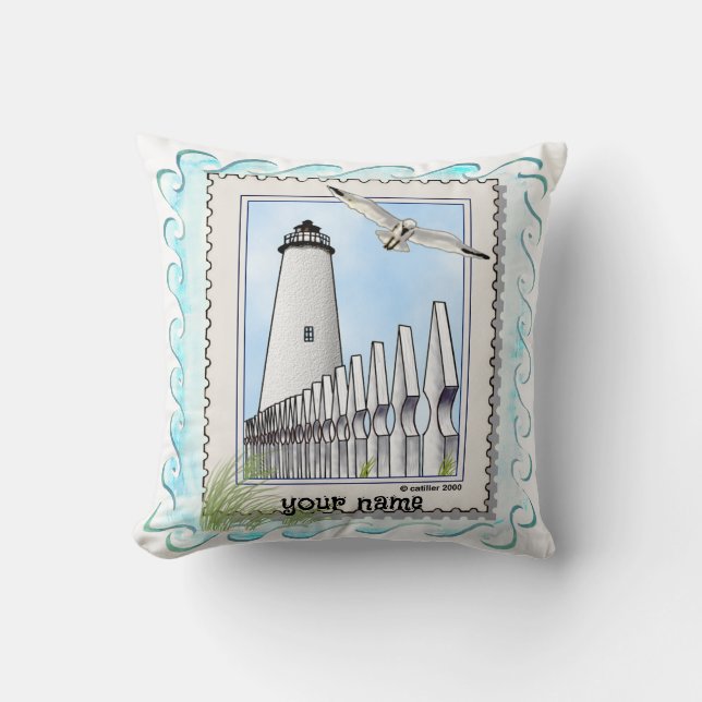 Ocracoke Lighthouse  Throw Pillow (Front)