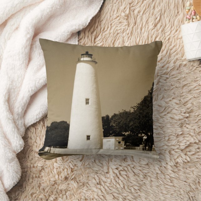 Ocracoke Lighthouse Throw Pillow (Blanket)