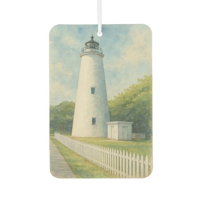 Ocracoke Lighthouse Watercolor Air Freshener (Front)