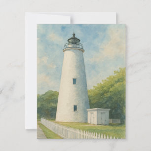 Ocracoke Lighthouse Watercolor Note Card