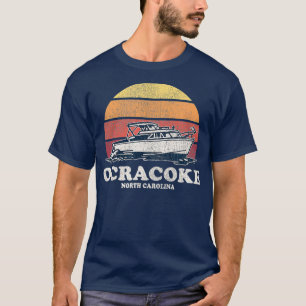 Ocracoke NC Vintage Boating 70s Retro Boat T-Shirt