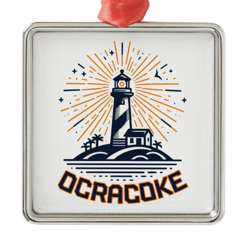 Ocracoke North Carolina Lighthouse Sunrise Metal Ornament