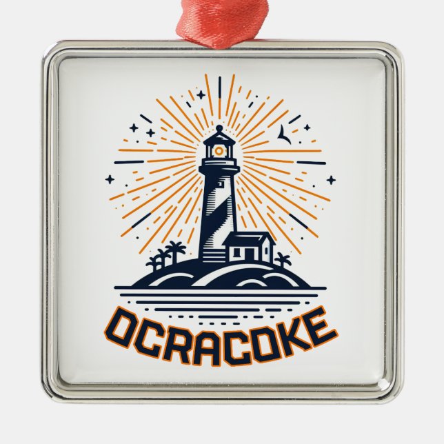 Ocracoke North Carolina Lighthouse Sunrise Metal Ornament (Front)
