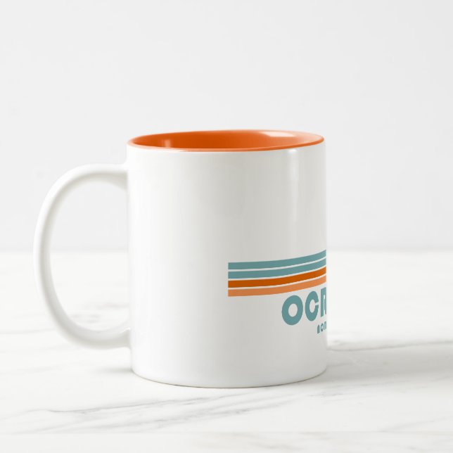 Ocracoke North Carolina Sun Palm Trees Two-Tone Coffee Mug (Left)