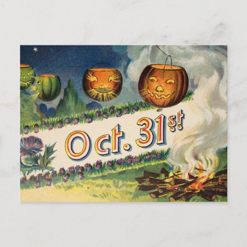 Oct 31st Vintage Halloween Card Postcard
