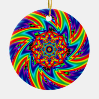 Octagon Rainbow Spinner (edit text) Ceramic Ornament