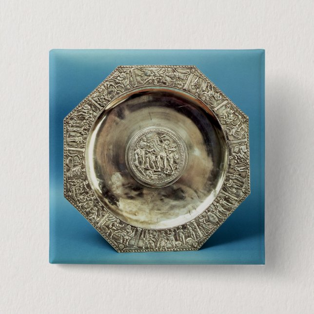 Octagonal Dish from Kaiseraugst, Roman Pinback Button (Front)