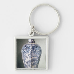 Octagonal 'Mei- P'ing' vase with white Keychain