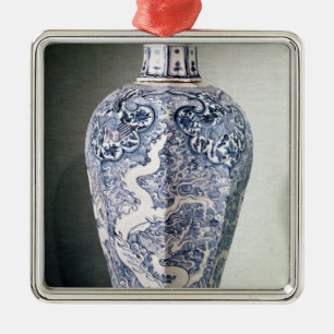 Octagonal 'Mei- P'ing' vase with white Metal Ornament