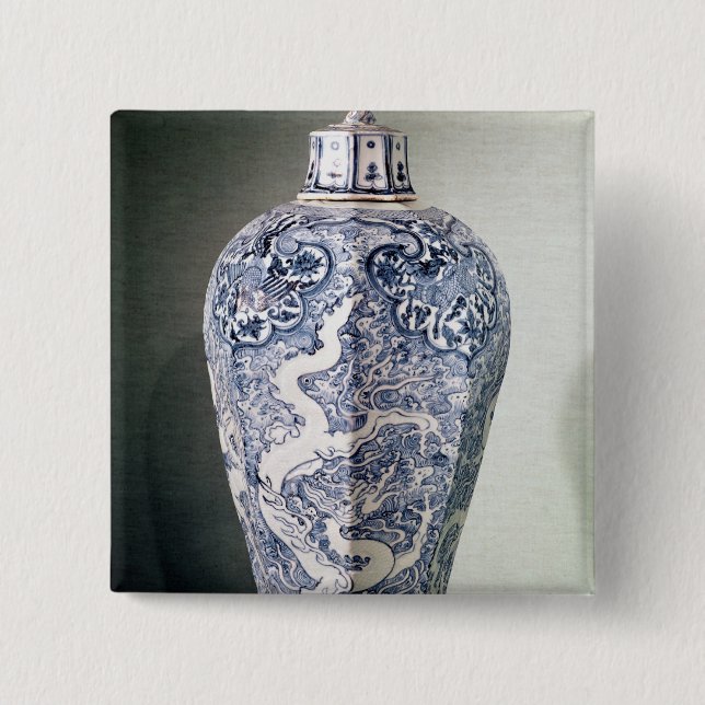 Octagonal 'Mei- P'ing' vase with white Pinback Button (Front)