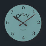Octal clock live your life in base 8<br><div class="desc">Have you always wanted to live in base 8, here's your chance, split your day into three with an octal watch! For the person who has everything. Also for sale with an eight at the top. You can shange the back ground colours to suit your taste.</div>