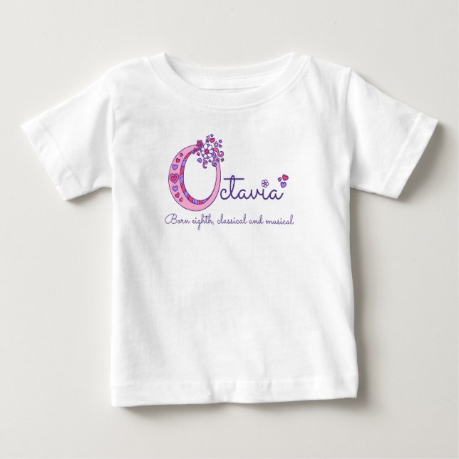 Octavia girls O name meaning monogram shirt (Front)