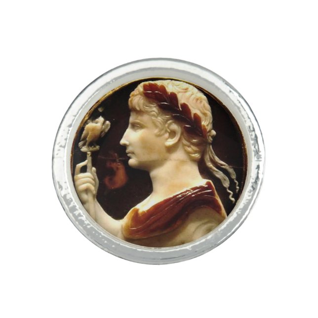 Octavian Augustus Cameo Roman Emperor Ring (Front)