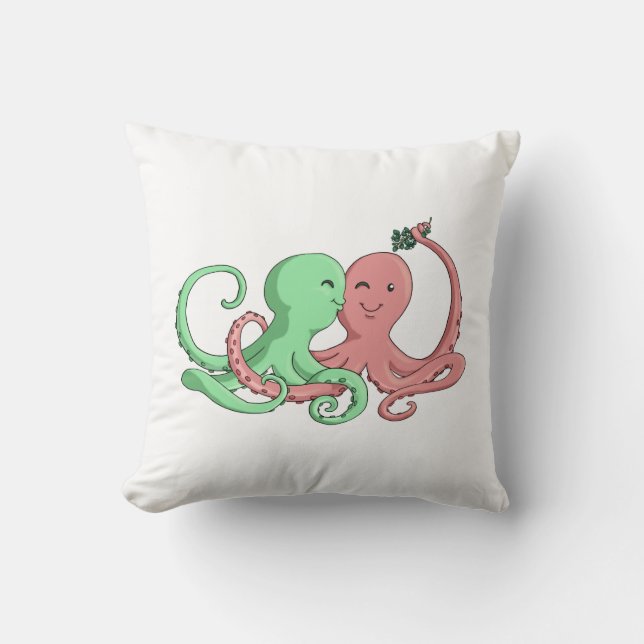 Octi Mistletoe Throw Pillow (Front)