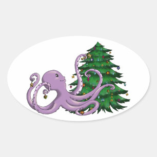 Octi Tree Oval Sticker