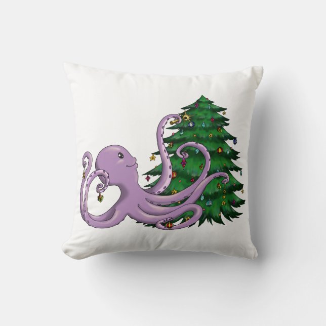 Octi Tree Throw Pillow (Front)