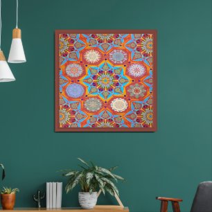 Octo brightener arabesque Moorish Red style Framed Art