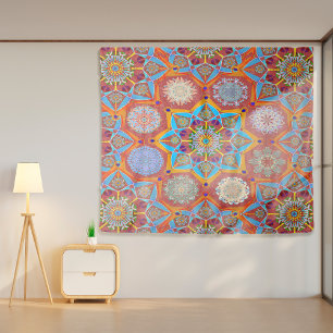 Octo brightener arabesque Moorish red style Tapestry