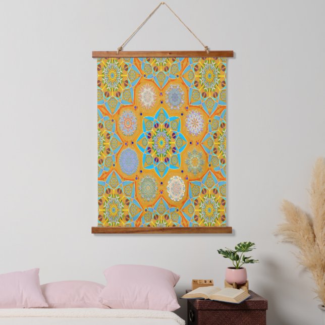 Octo brightener arabesque Moorish tangerine style  Hanging Tapestry (Bedroom)